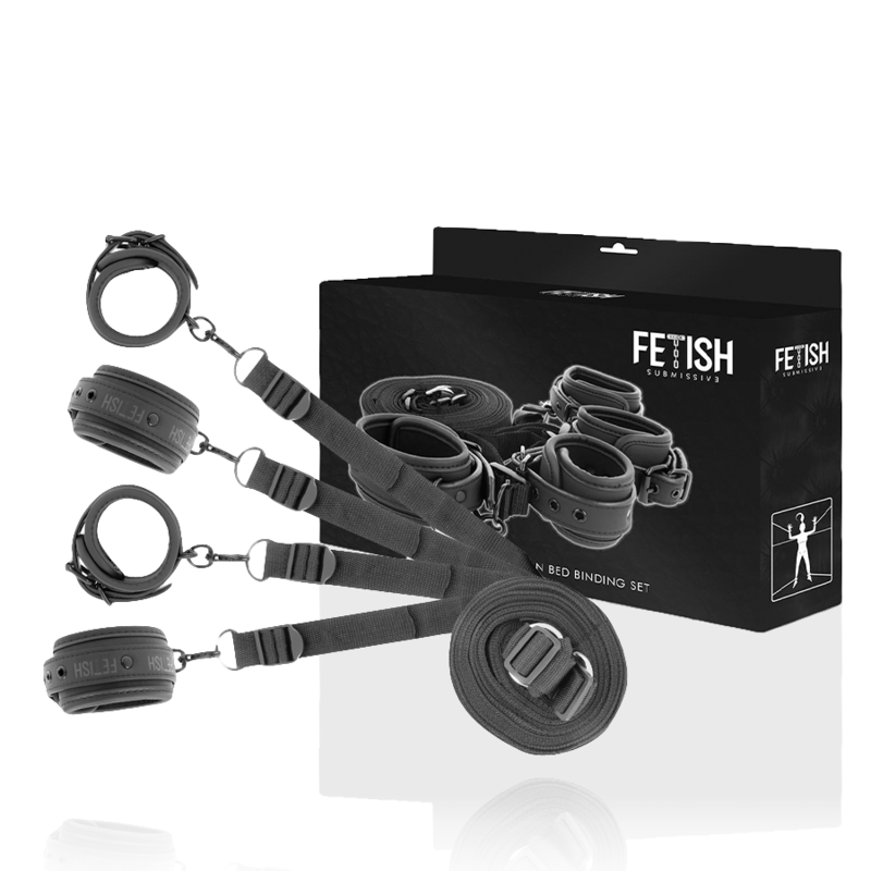 FETISH SUBMISSIVE - ENSEMBLE DE MENOTTES ET LIENS AVEC DOUBLURE EN NOPRÈNE FETISH SUBMISSIVE BONDAGE