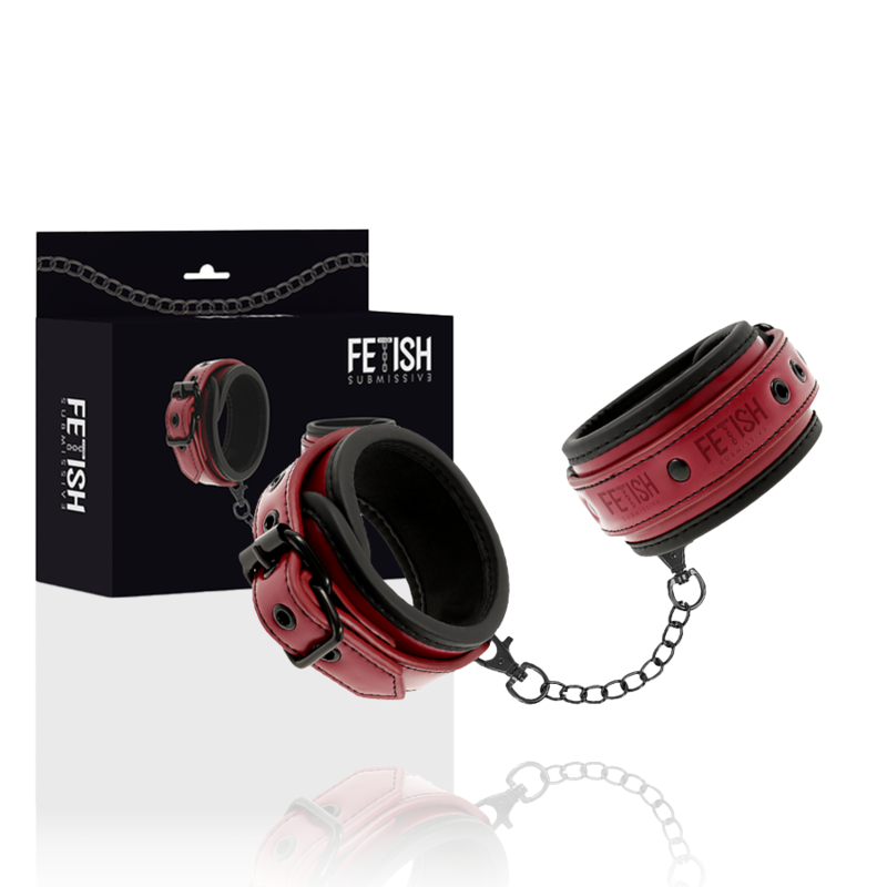 FETISH SUBMISSIVE DARK ROOM - MENOTTES EN CUIR VÉGAN AVEC DOUBLURE EN NÉOPRÈNE FETISH SUBMISSIVE DARK ROOM