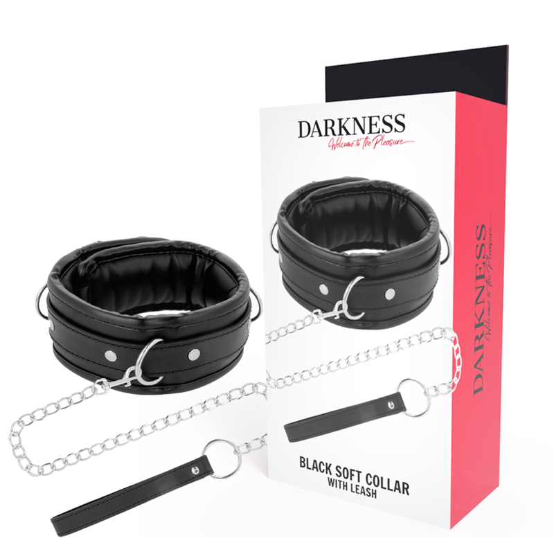 DARKNESS - COLLIER EN CUIR SOUPLE AVEC CHAÎNE DARKNESS BONDAGE