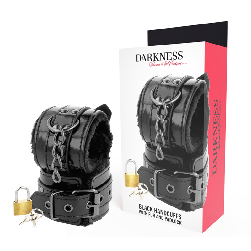 DARKNESS - MENOTTES AJUSTABLES EN CUIR NOIR AVEC CADENAS DARKNESS BONDAGE
