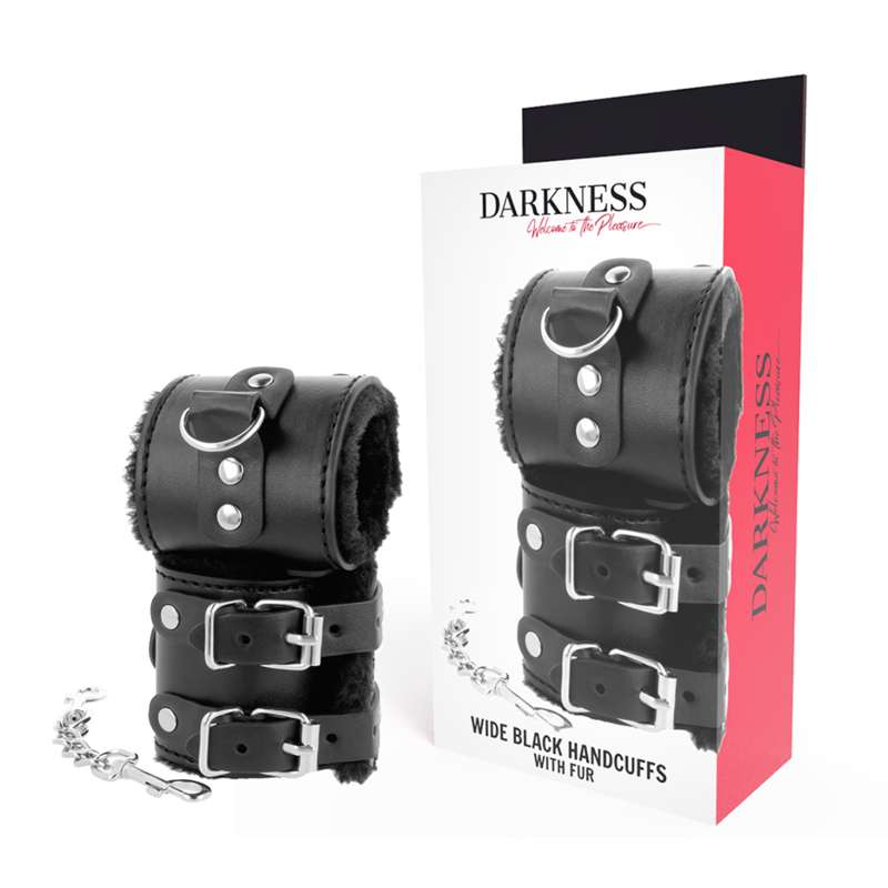 DARKNESS - MENOTTES AJUSTABLES EN CUIR NOIR AVEC DOUBLURE DARKNESS BONDAGE