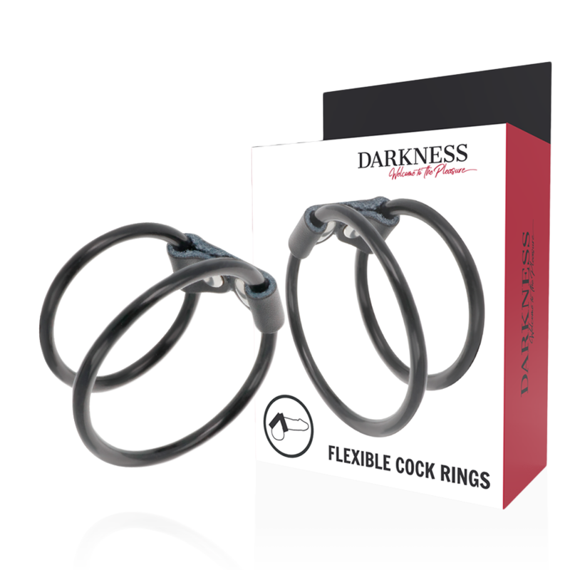 DARKNESS - ANNEAU PÉNIS DOUBLE FLEXIBLE DARKNESS SENSATIONS