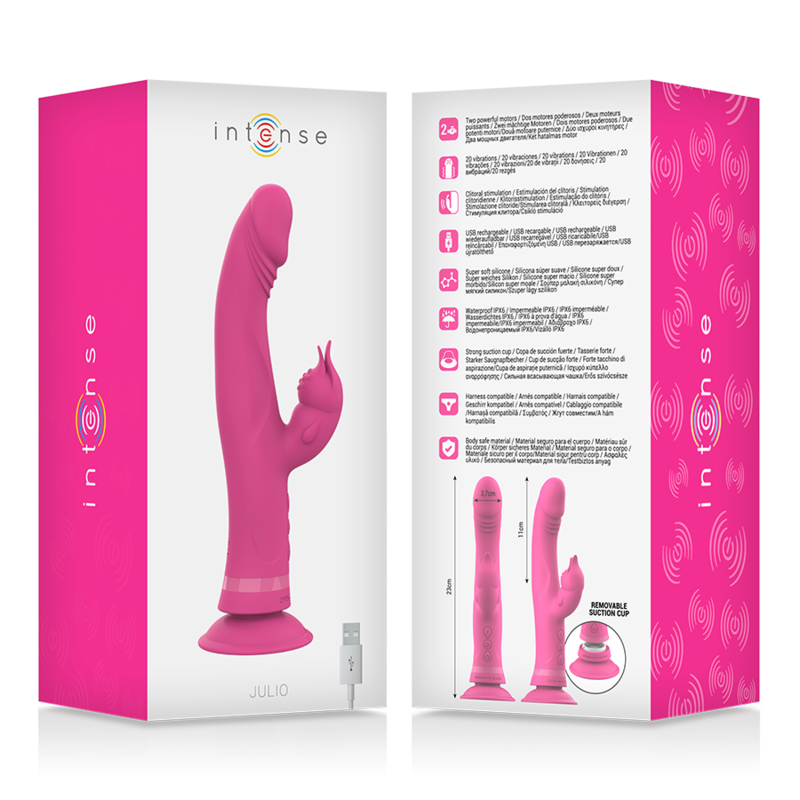 INTENSE - VIBRATEUR JULIO RABBIT SILICONE ROSE INTENSE FUN