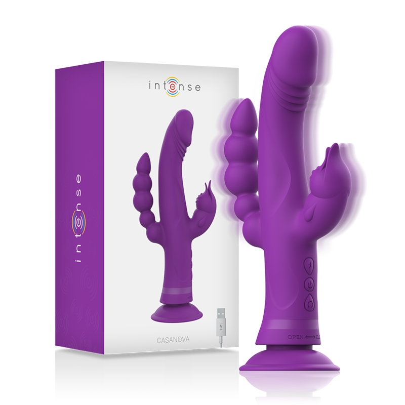 INTENSE - VIBRATEUR EN SILICONE CASANOVA RABBIT TRIPLE MOTEUR VIOLET INTENSE FUN