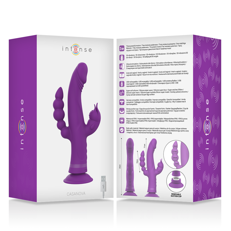 INTENSE - VIBRATEUR EN SILICONE CASANOVA RABBIT TRIPLE MOTEUR VIOLET INTENSE FUN