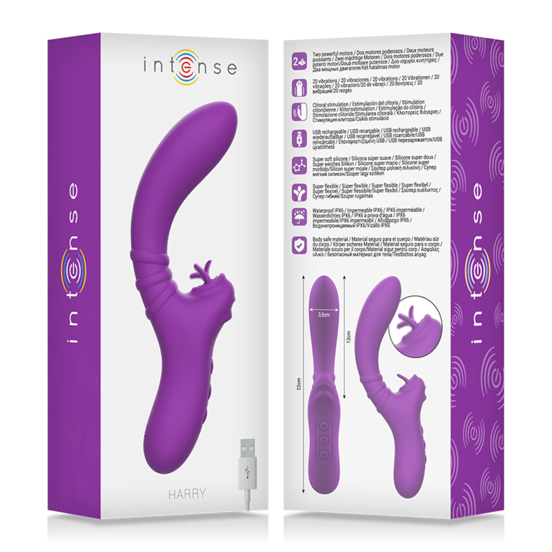 INTENSE - VIBRATEUR FLEXIBLE HARRY AVEC LANGUE VIOLET INTENSE FUN