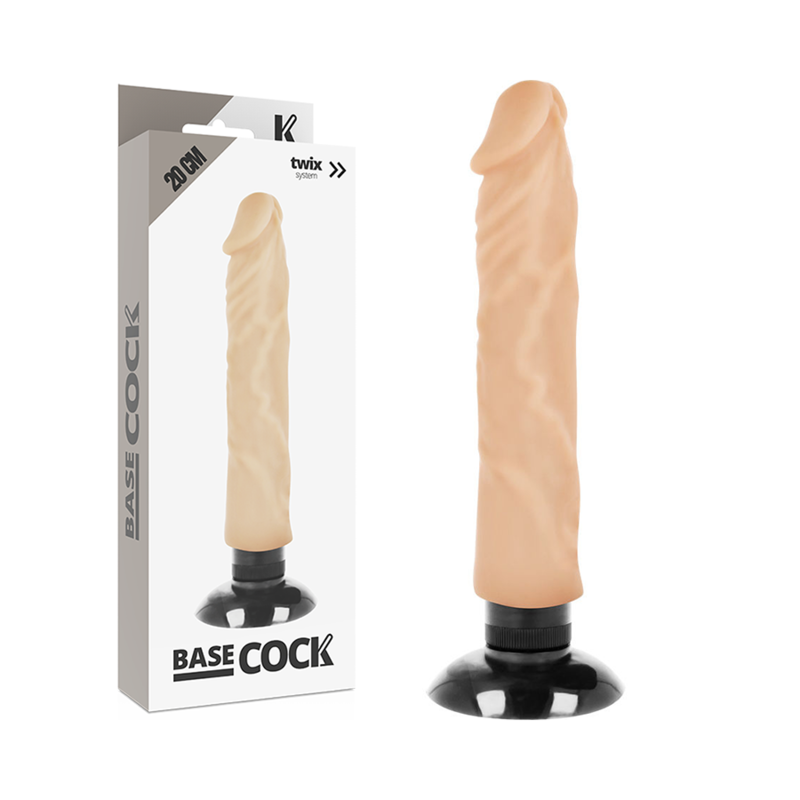 BASECOCK - VIBRATEUR RÉALISTE 2-1 NATUREL 20 CM -O- 4 CM BASECOCK