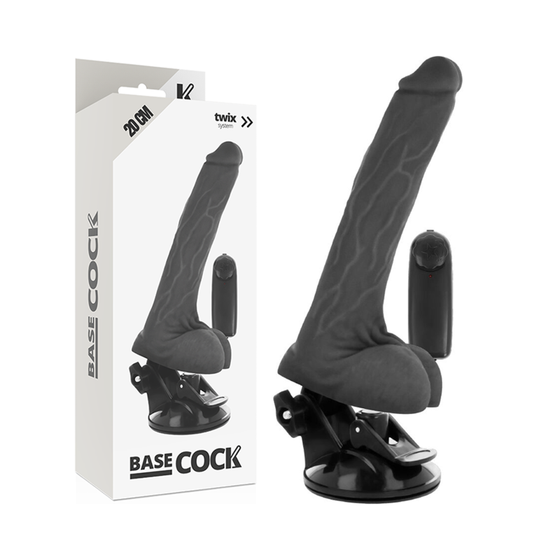 BASECOCK - VIBRATEUR NATUREL RÉALISTE TÉLÉCOMMANDE AVEC TESTICULES 20 CM -O- 4 CM BASECOCK