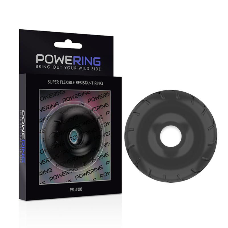 POWERING - ANNEAU PÉNIS SUPER FLEXIBLE ET RÉSISTANT 5CM PR08 NOIR POWERING