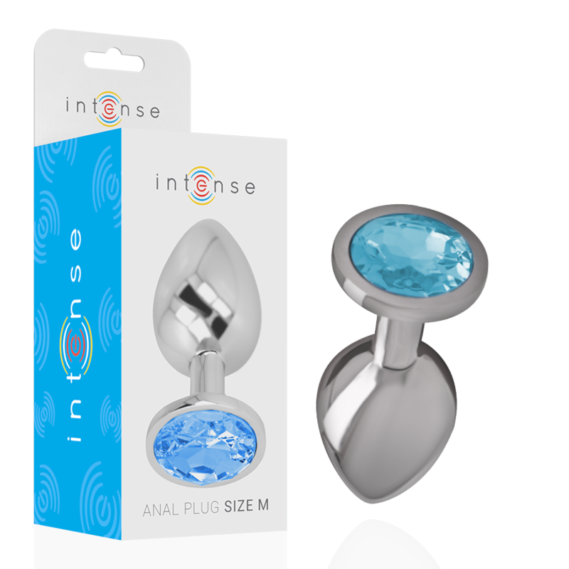 INTENSE - PLUG ANAL EN MÉTAL ALUMINIUM AVEC VERRE BLEU TAILLE M INTENSE ANAL TOYS
