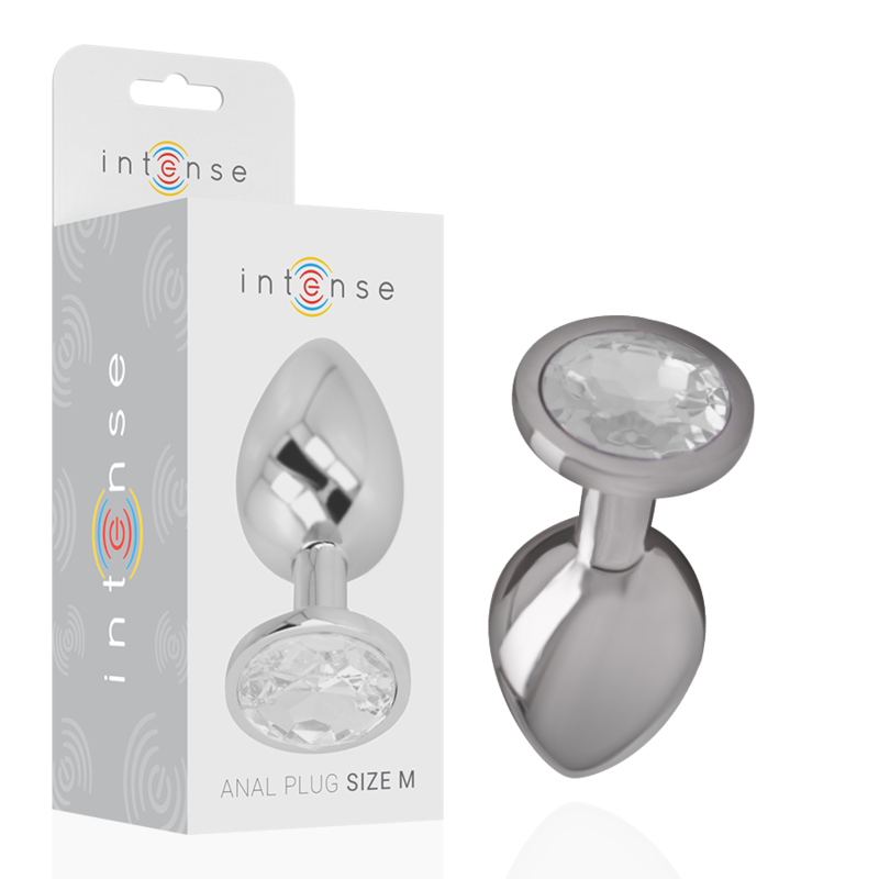 INTENSE - PLUG ANAL EN MÉTAL ALUMINIUM AVEC CRISTAL DARGENT TAILLE M INTENSE ANAL TOYS