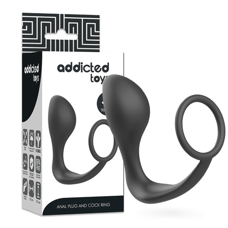 ADDICTED TOYS - PLUG ANAL AVEC ANNEAU EN SILICONE NOIR ADDICTED TOYS
