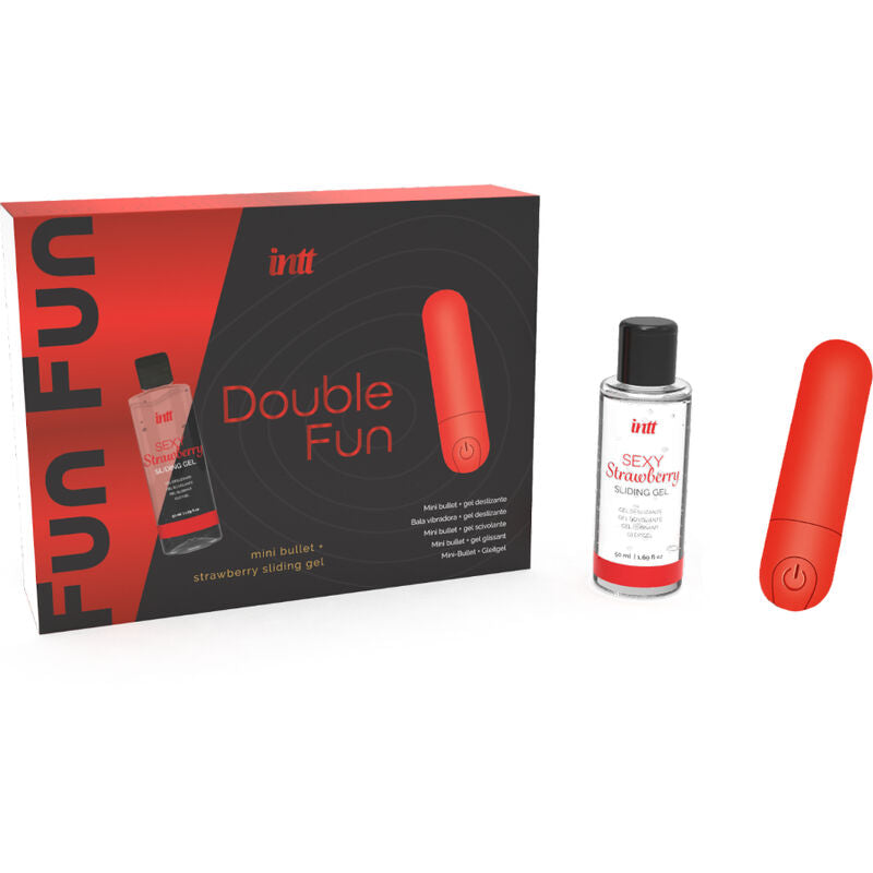 INTT RELEASES - KIT DOUBLE FUN AVEC BULLET VIBRANT ET GEL DE MASSAGE À LA FRAISE INTT RELEASES