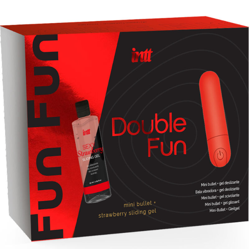 INTT RELEASES - KIT DOUBLE FUN AVEC BULLET VIBRANT ET GEL DE MASSAGE À LA FRAISE INTT RELEASES