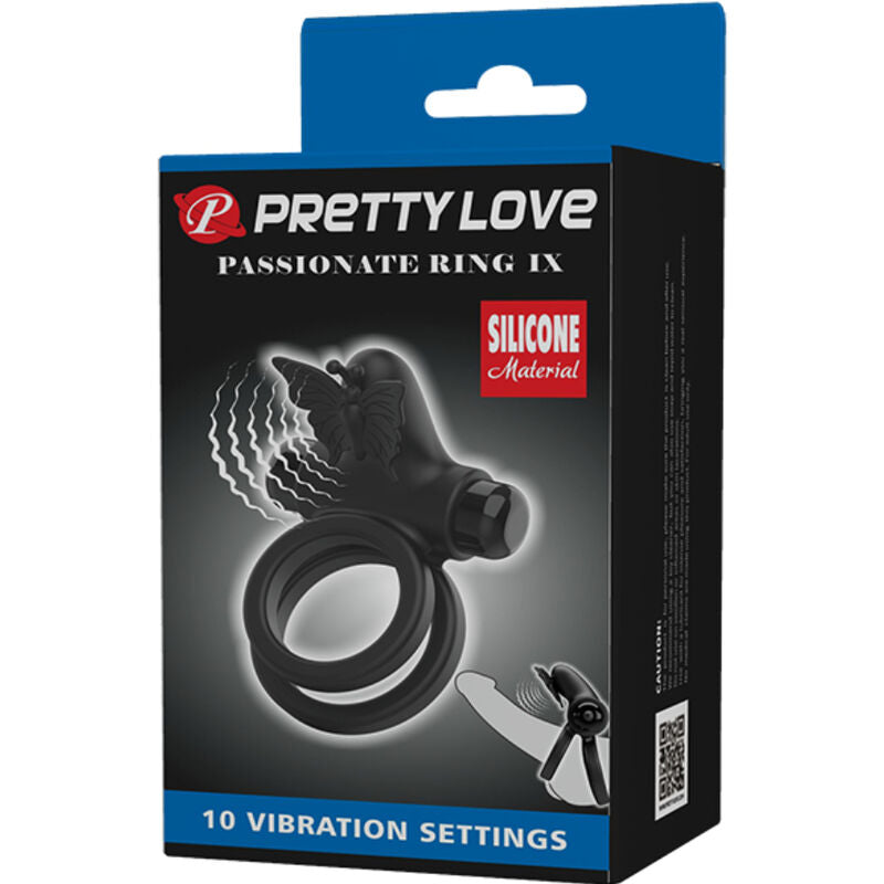 PRETTY LOVE - DOUBLE ANNEAU VIBRANT AVEC STIMULATEUR NOIR PRETTY LOVE MALE