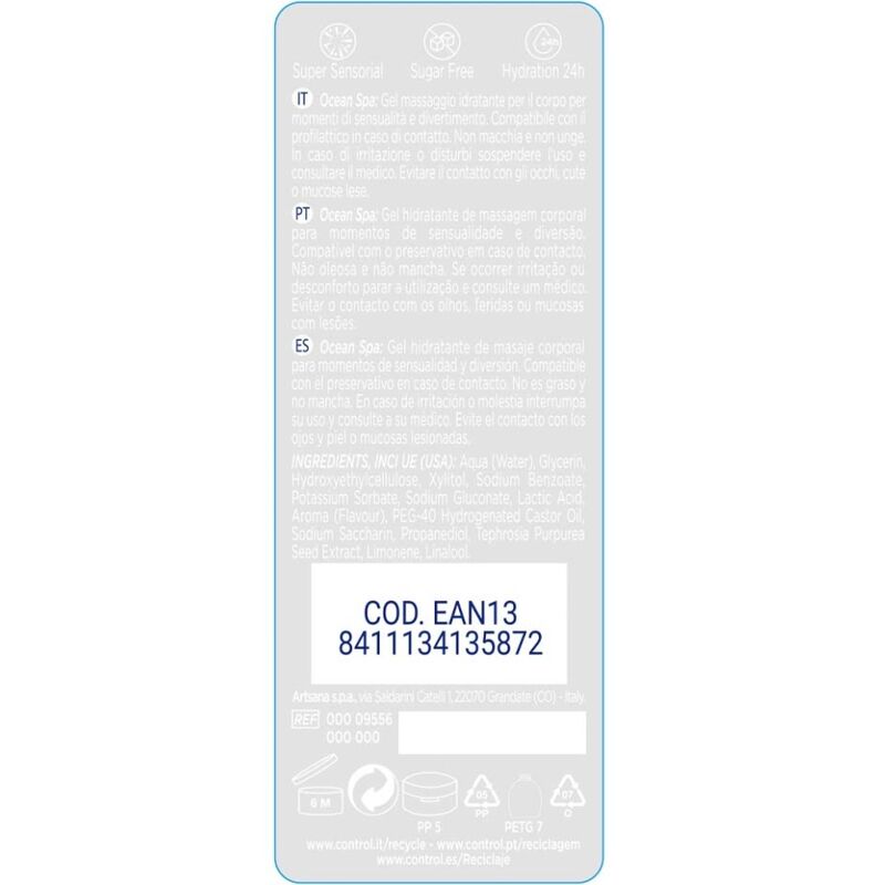 CONTROL - 2 EN 1 MASSAGE & PLAISIR MER MÉDITERRANÉE 200 ML CONTROL LUBES