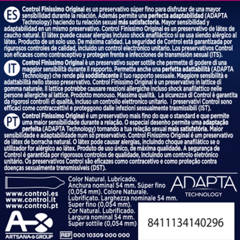 CONTROL - PRÉSERVATIFS FINISSIMO 3 UNITÉS CONTROL CONDOMS