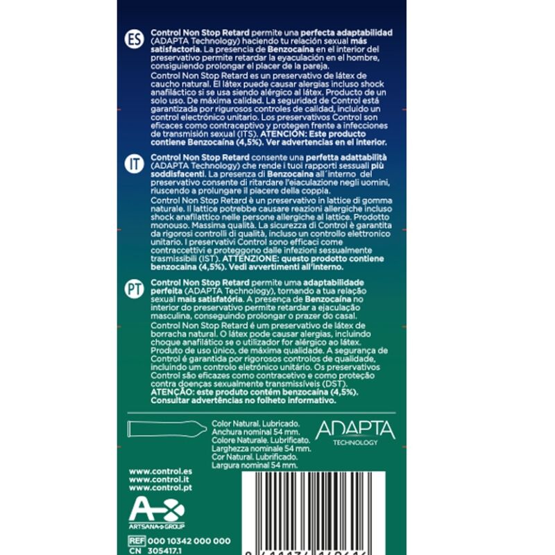 CONTROL - NON STOP RETARD CONDOMS 12 UNITS CONTROL CONDOMS