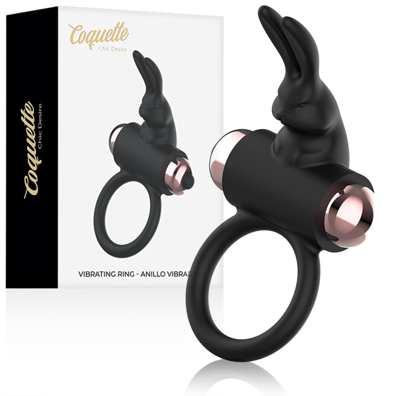 COQUETTE CHIC DESIRE - COCKRING AVEC VIBRATEUR NOIR/ OR COQUETTE TOYS
