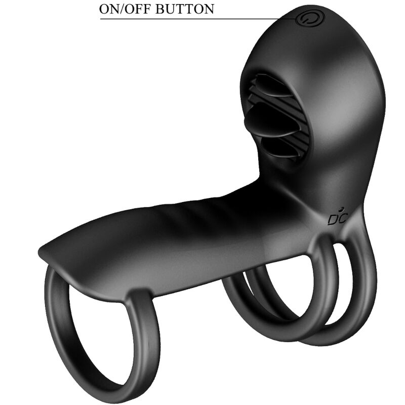 PRETTY LOVE - GAINE PÉNIS JAMMY 12 VIBRATIONS AVEC LANGUE EN SILICONE RECHARGEABLE PRETTY LOVE MALE