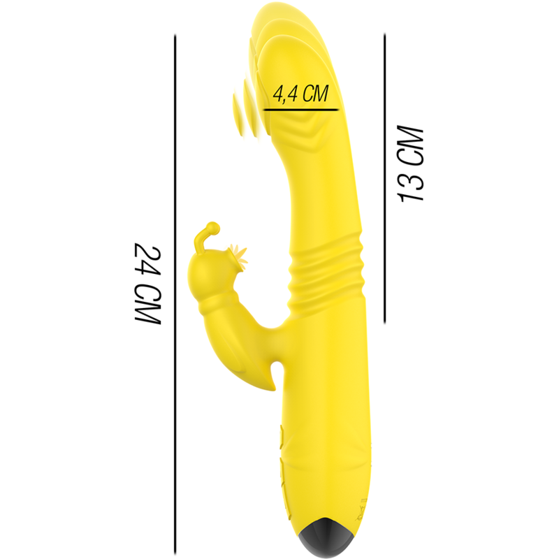 INTENSE - VIBRATEUR MULTIFONCTION TOKY UP & DOWN AVEC STIMULATEUR CLITORAL JAUNE INTENSE FUN