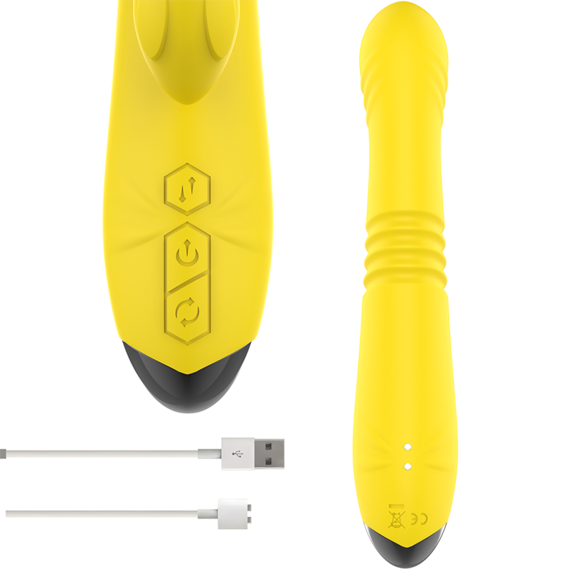 INTENSE - VIBRATEUR MULTIFONCTION TOKY UP & DOWN AVEC STIMULATEUR CLITORAL JAUNE INTENSE FUN