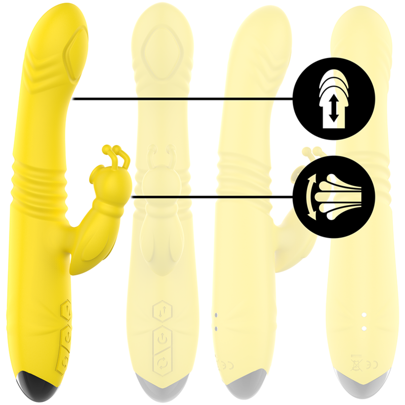 INTENSE - VIBRATEUR MULTIFONCTION TOKY UP & DOWN AVEC STIMULATEUR CLITORAL JAUNE INTENSE FUN