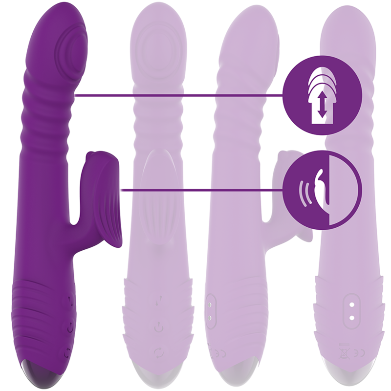 INTENSE - VIBRATEUR RECHARGEABLE MULTIFONCTION IGGY UP & DOWN AVEC STIMULATEUR CLITORAL VIOLET INTENSE FUN