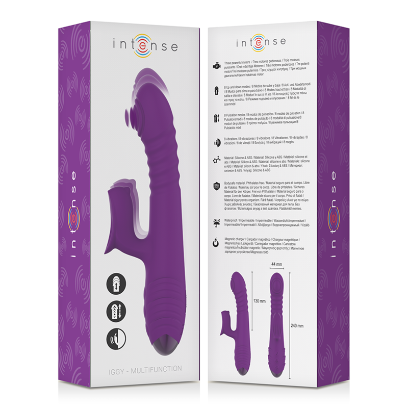INTENSE - VIBRATEUR RECHARGEABLE MULTIFONCTION IGGY UP & DOWN AVEC STIMULATEUR CLITORAL VIOLET INTENSE FUN