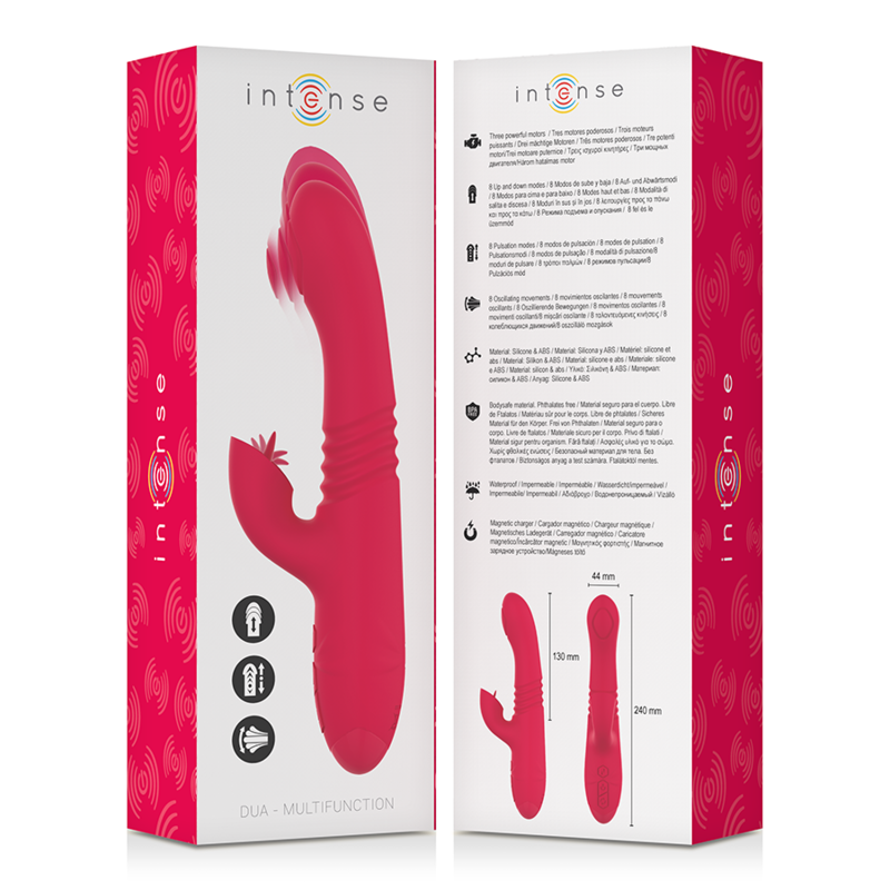 INTENSE - VIBRATEUR UP & DOWN RECHARGEABLE MULTIFONCTION DUA AVEC LANGUE ROUGE INTENSE FUN