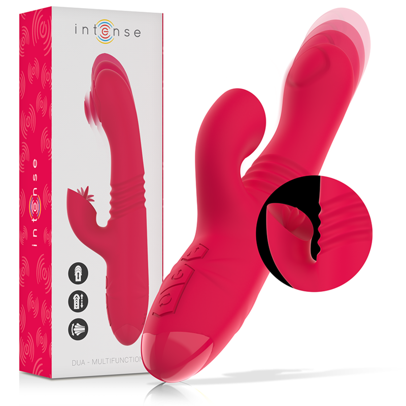 INTENSE - VIBRATEUR UP & DOWN RECHARGEABLE MULTIFONCTION DUA AVEC LANGUE ROUGE INTENSE FUN