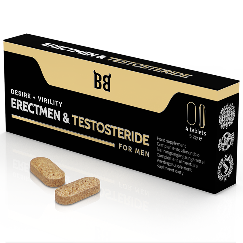 BLACK BULL - ERECTMEN & TESTOSTERIDE PUISSANCE ET TESTOSTÉRONE POUR HOMMES 4 GÉLULES BLACK BULL