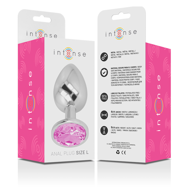 INTENSE - PLUG ANAL EN MÉTAL ALUMINIUM AVEC CRISTAL ROSE TAILLE L INTENSE ANAL TOYS