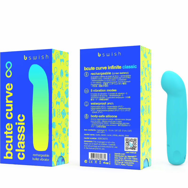 B SWISH - VIBRATEUR RECHARGEABLE BCUTE CURVE INFINITE CLASSIQUE BLEU SILICONE B SWISH