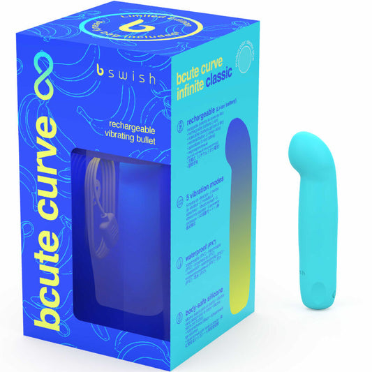 B SWISH - VIBRATEUR RECHARGEABLE EN SILICONE BLEU BCUTE CURVE INFINITE CLASSIC ÉDITION LIMITÉE B SWISH