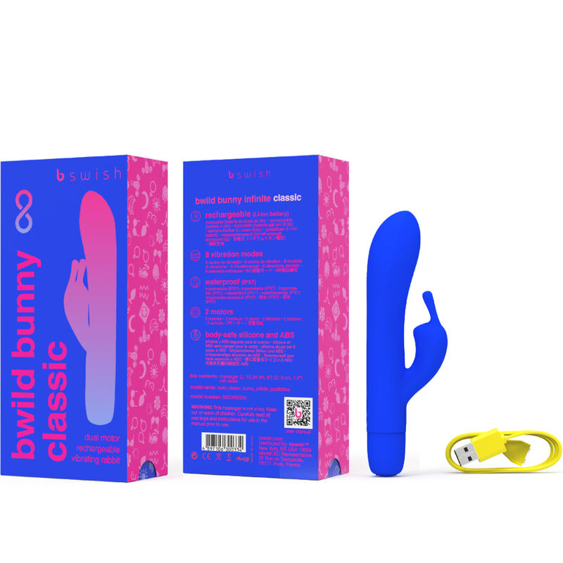 B SWISH - VIBRATEUR RECHARGEABLE CLASSIQUE BWILD BUNNY INFINITE SILICONE BLEU B SWISH