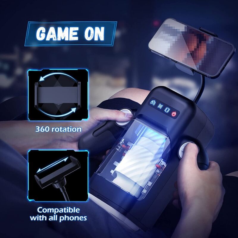 GAME CUP - MASTURBATEUR À VIBRATION DE POUSSÉE AVEC FONCTION CHAUFFANTE ET SUPPORT MOBILE - NOIR BAILE FOR HIM