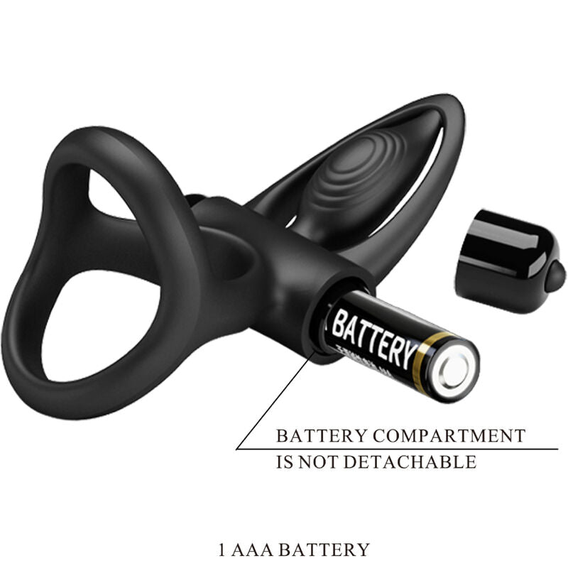 PRETTY LOVE - ANNEAU VIBRANT 10 VIBRATIONS SILICONE NOIR PRETTY LOVE MALE