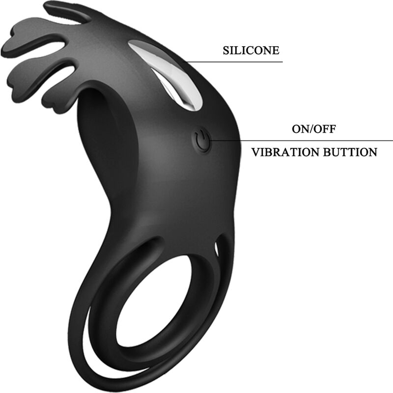 PRETTY LOVE - ANNEAU VIBRATEUR RUBEN 7 VIBRATIONS SILICONE NOIR PRETTY LOVE MALE