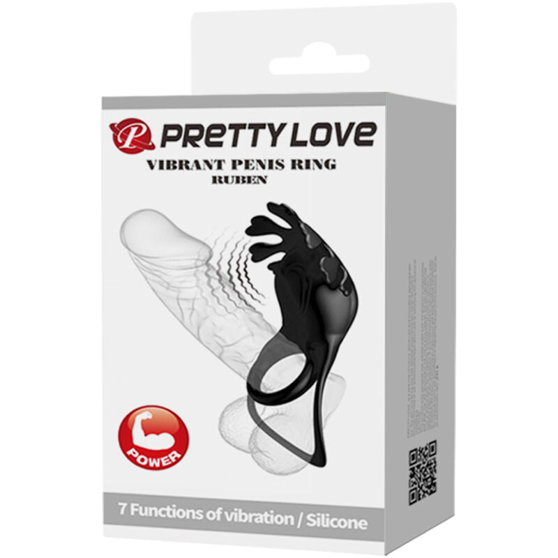 PRETTY LOVE - ANNEAU VIBRATEUR RUBEN 7 VIBRATIONS SILICONE NOIR PRETTY LOVE MALE