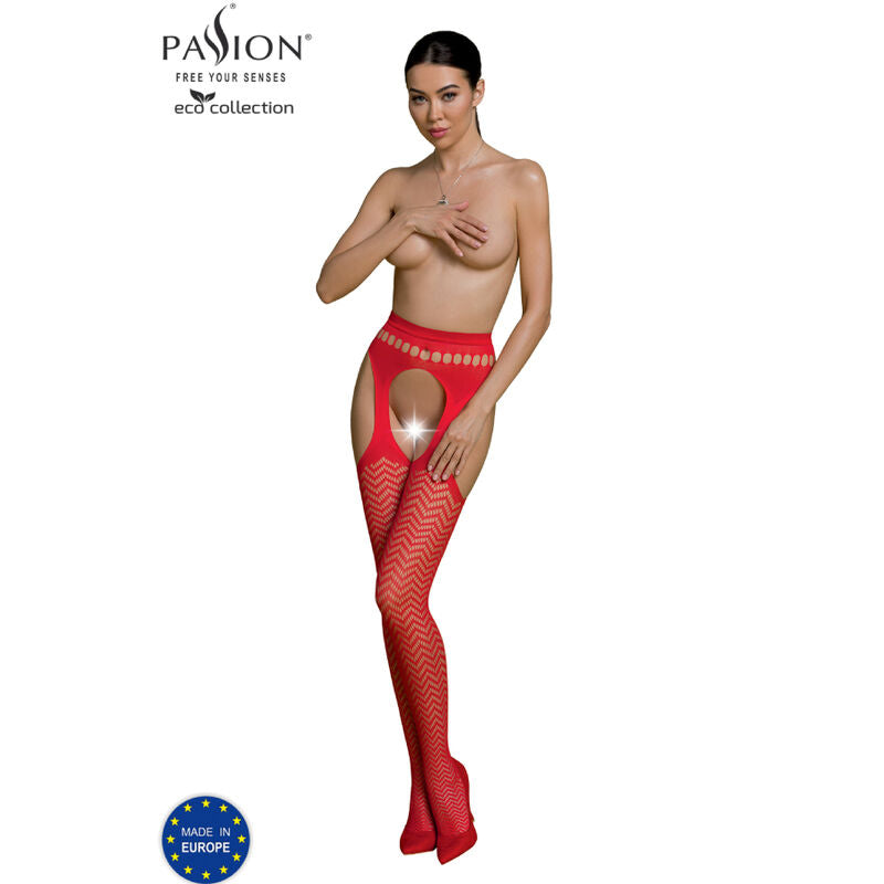 PASSION - BODYSTOCKING ECO COLLECTION ECO S002 ROUGE PASSION WOMAN GARTER & STOCK