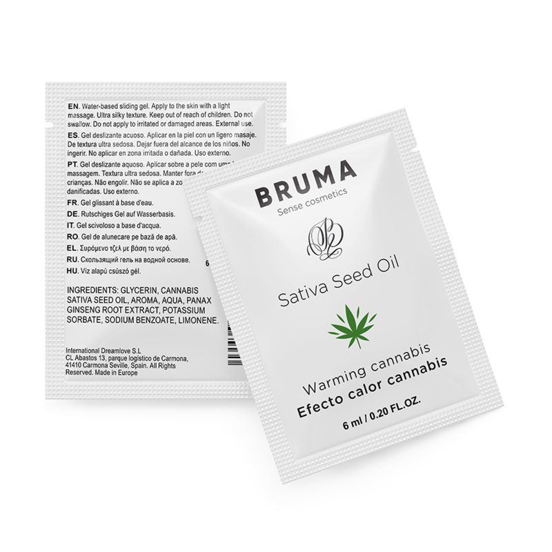 BRUMA - HUILE DE GRAINES DE SATIVA GEL GLISSANT RÉCHAUFFANT SAVEUR DE CANNABIS 6 ML BRUMA