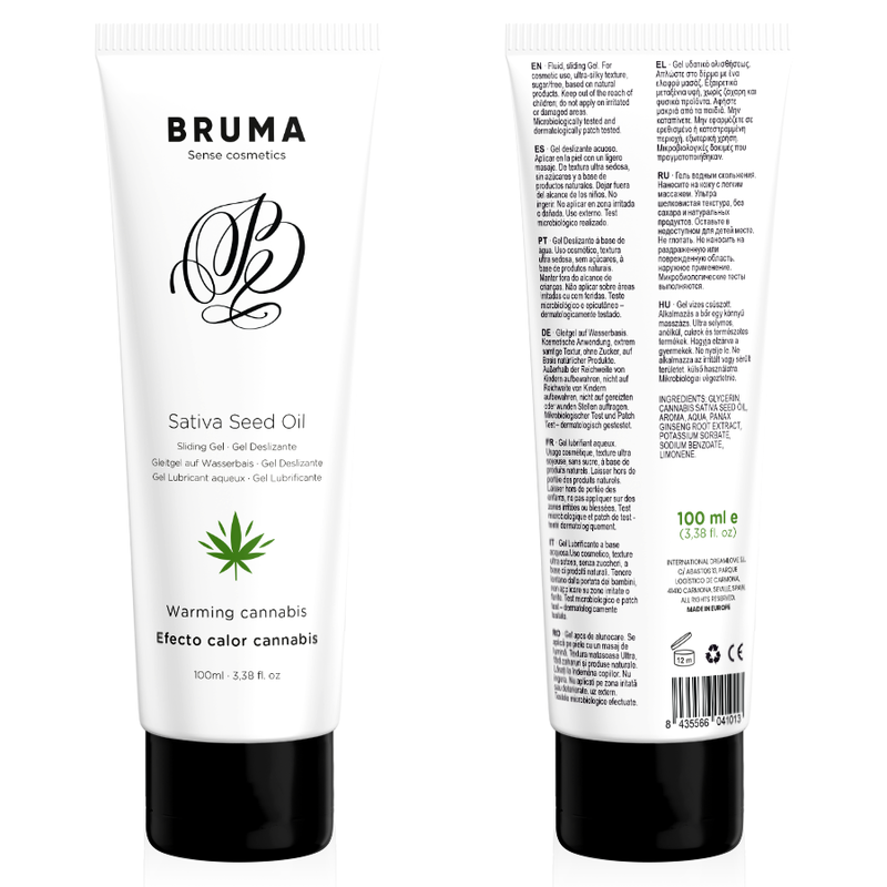 BRUMA - HUILE DE GRAINES DE SATIVA GEL GLISSANT RÉCHAUFFANT SAVEUR DE CANNABIS 100 ML BRUMA