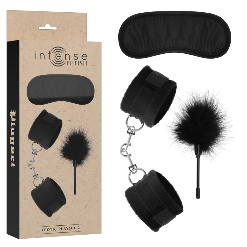 INTENSE - FETISH PLAYSET ÉROTIQUE 2 AVEC MENOTTES, MASQUE AVEUGLE ET TICKLER INTENSE FETISH