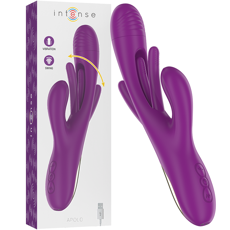 INTENSE - APOLO VIBRATEUR MULTIFONCTION RECHARGEABLE 7 VIBRATIONS AVEC LANGUE OSCILLANTE VIOLET INTENSE FUN