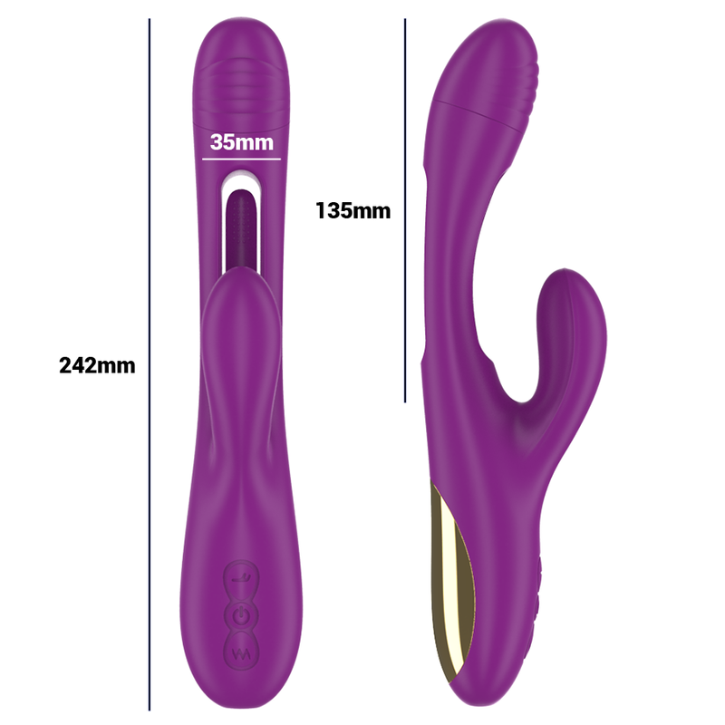 INTENSE - APOLO VIBRATEUR MULTIFONCTION RECHARGEABLE 7 VIBRATIONS AVEC LANGUE OSCILLANTE VIOLET INTENSE FUN