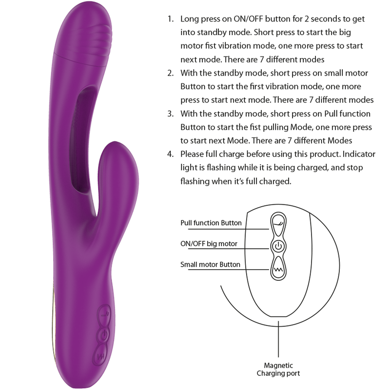 INTENSE - APOLO VIBRATEUR MULTIFONCTION RECHARGEABLE 7 VIBRATIONS AVEC LANGUE OSCILLANTE VIOLET INTENSE FUN