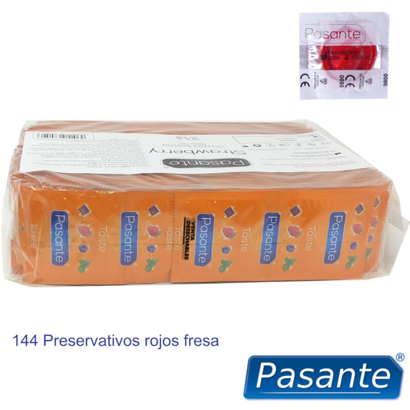 PASANTE - PRÉSERVATIFS SAVEUR FRAISE SAC 144 UNITÉS PASANTE