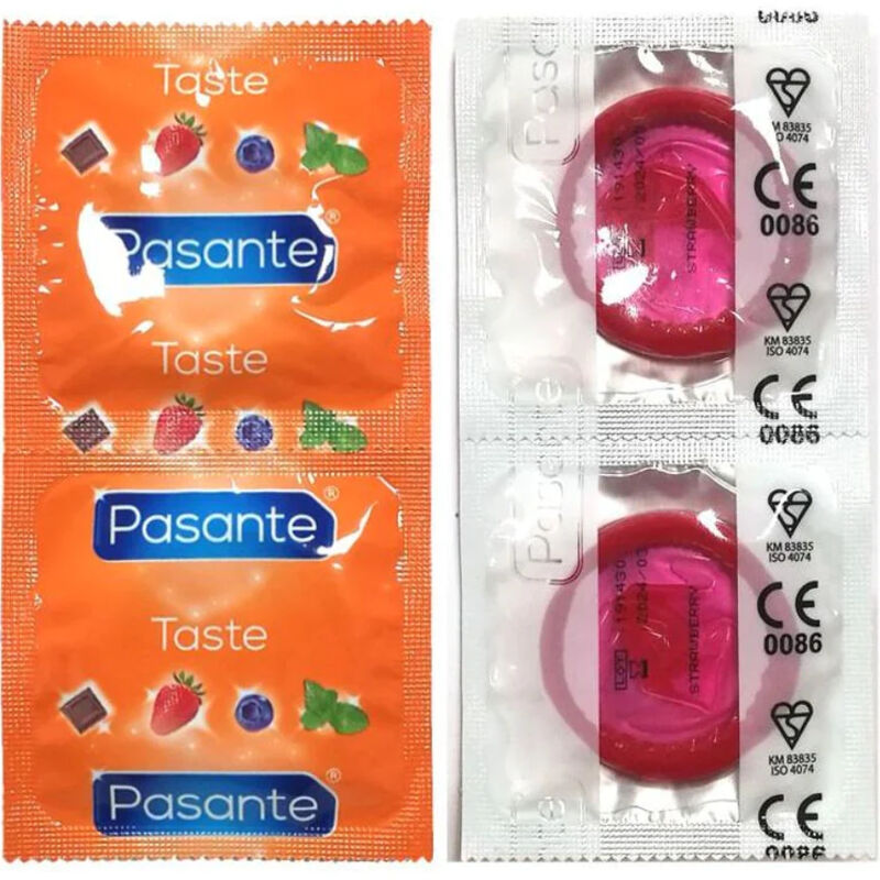 PASANTE - PRÉSERVATIFS SAVEUR FRAISE SAC 144 UNITÉS PASANTE