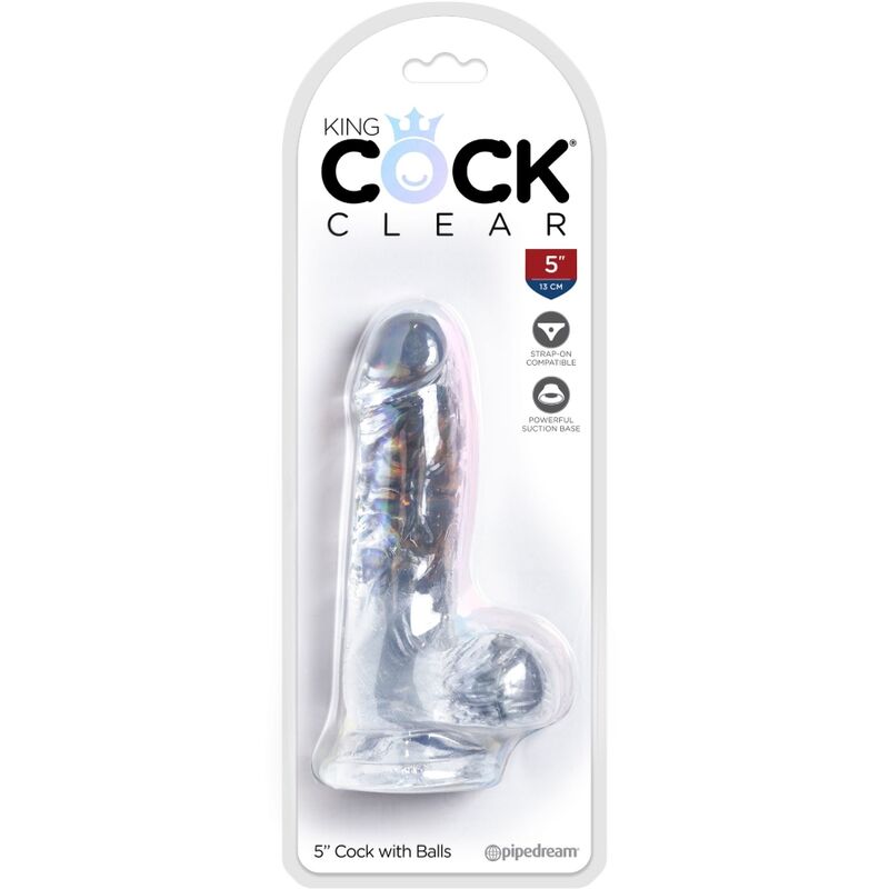 KING COCK - CLEAR PÉNIS RÉALISTE AVEC BOULES 10.1 CM TRANSPARENT KING COCK